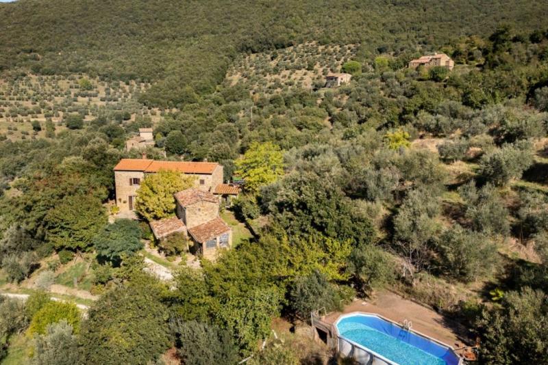 Restored Stone Country House with Pool and Olive Grove for Sale Near Cortona